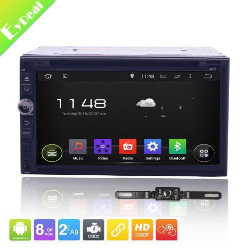 Android 4.4 3g wifi 7&#034; double 2 din car radio stereo dvd player gps navi+camera