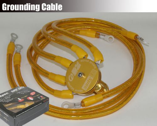 Universal d1 5 point grounding kit ground earth wire cable kit w/ circle yellow