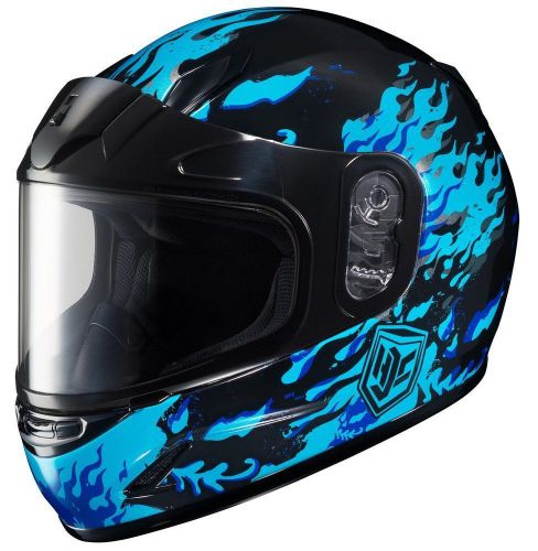 Hjc cl-y sn flame face youth snowmobile helmet blue/black
