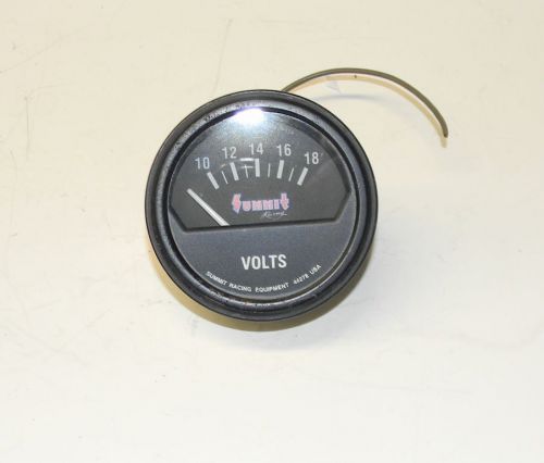Summit electrical voltmeter gauge 2 5/8&#034; dia black face exc condition