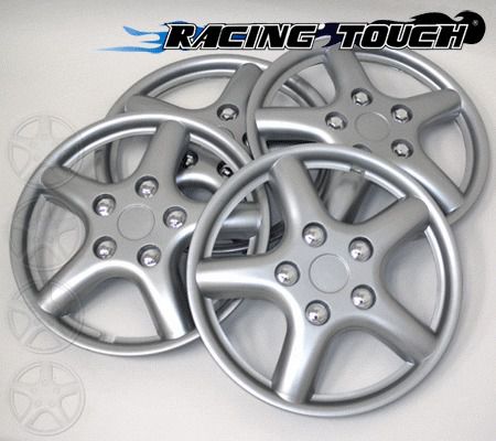 Wheel cover replacement hubcaps 15&#034; inch metallic silver hub cap 4pcs set #028b