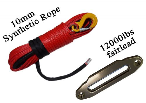 Red 3/8&#034;*100ft synthetic rope warn with fairlead,kevlar rope, atv winch rope