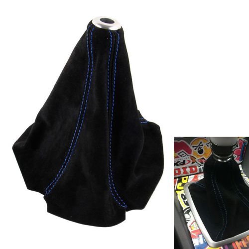 Blue stitching suede black manual car shift boot covers sport style for patriot