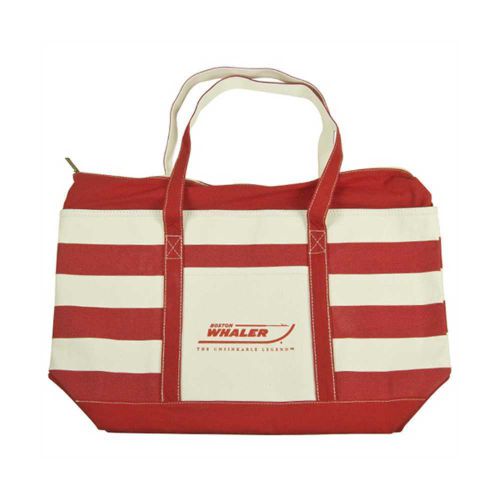 Boston whaler boats nautical canvas tote - red/natural
