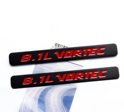2x oem 8.1l vortec emblem badge for gmc sierra 3500 2500 hd f2u black matte red