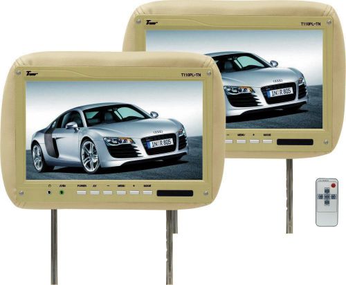 Pair tview t110pl tan/beige11.2&#034; headrest car monitors hi-resolution wide screen