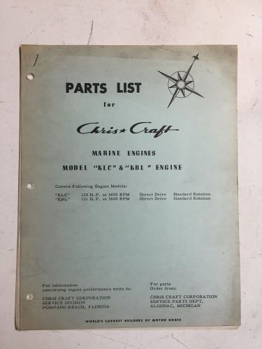 Parts list for chris-craft marine engines model klc &amp; kbl engine