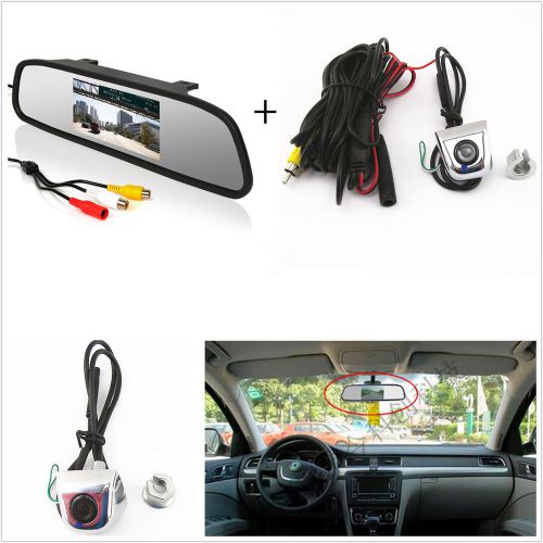Car rear view mirror display monitor+backup reverse parking license screw camera