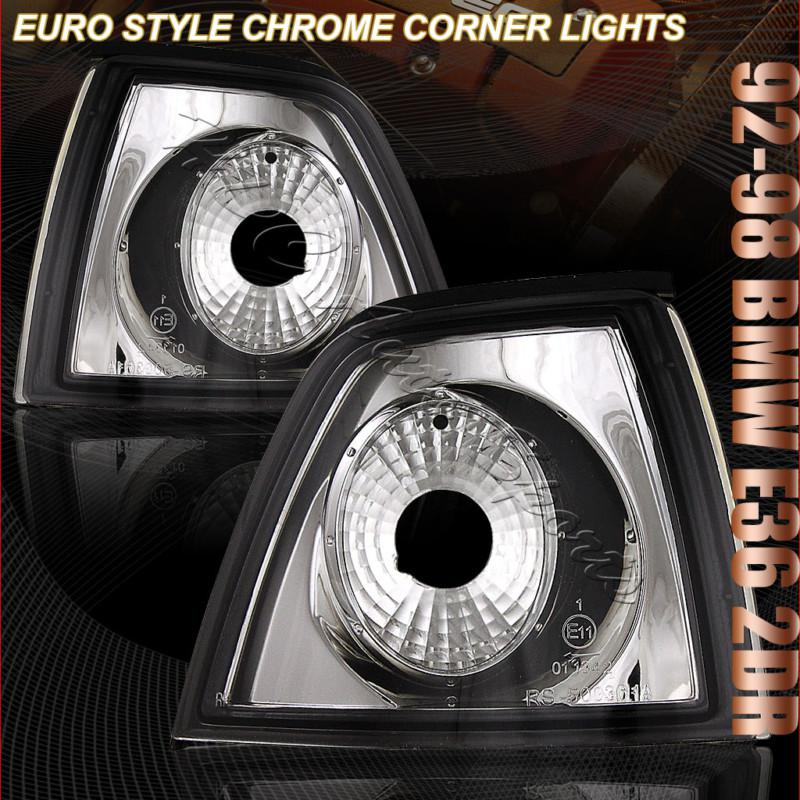 1992-1998 bmw e36 coupe euro chrome housing clear lens signal corner light lamps