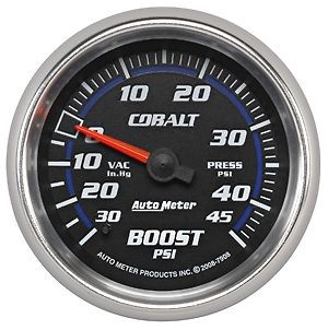 Auto meter 7908 cobalt series gauge 2-5/8&#034; boost/vacuum mechanical