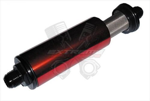 New red 5&#034; inline fuel filter 8an aluminum w/ stainless element
