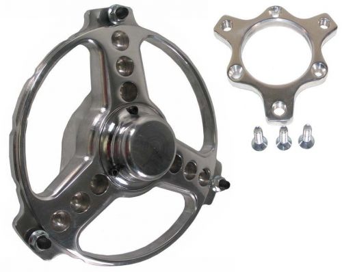 Keizer midget front hub w/bearings &amp; rotor mount,3 spoke,3lug,polish,spike,beast