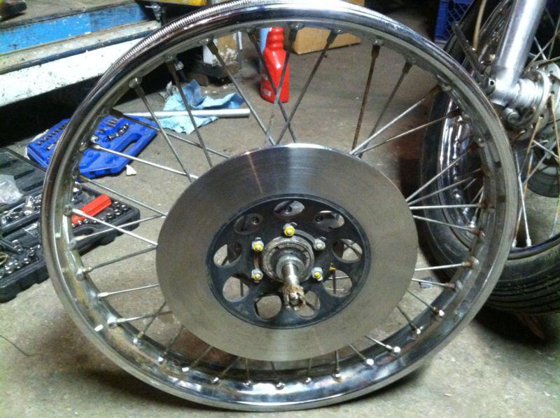 1975 honda cb cb200 cb200t 200t twin 200 used front rim with rotor and axle