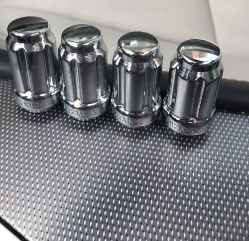 4pc 12x1.25 lug nuts | cone seat | long closed end | silver chrome