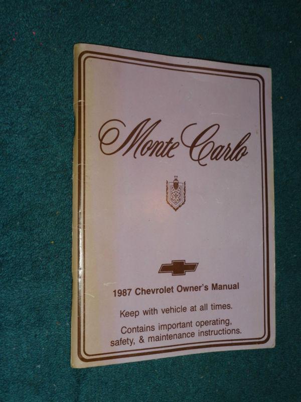 1987 chevrolet monte carlo owner's manual / original ss & more!!