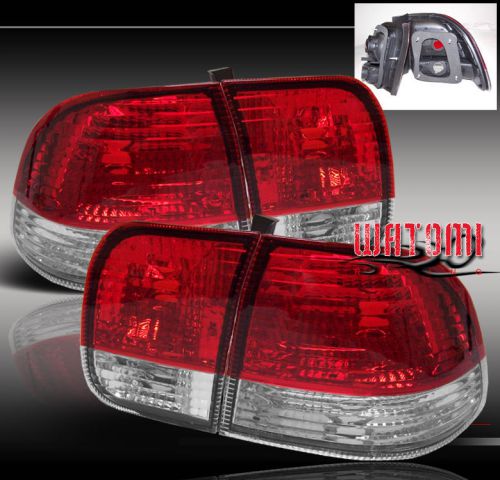 96 97 98 honda civic 4dr jdm tail lights red/clear 1996