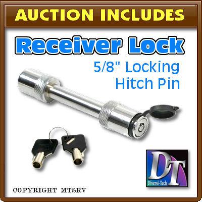 Dt security hitch pin lock - fits 5/8" or 1/2" hole - receiver bar locking -z-