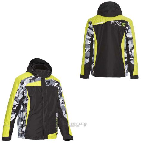 Snowmobile ckx octane r jacket men camo/black/yellow hi vis large winter coat