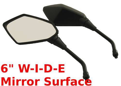 Pair black motorcycle mirrors - suzuki dr200 dr350 dr500 dr600 dr650           $