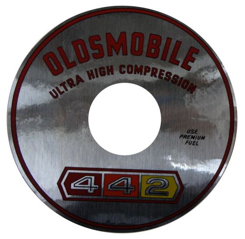 1965 1966 1967 oldsmobile &#034;442 ultra high compression&#034; air cleaner decal