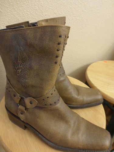 Harley davidson ladies women girls leather mid-high/short boots - brown tan 6.5