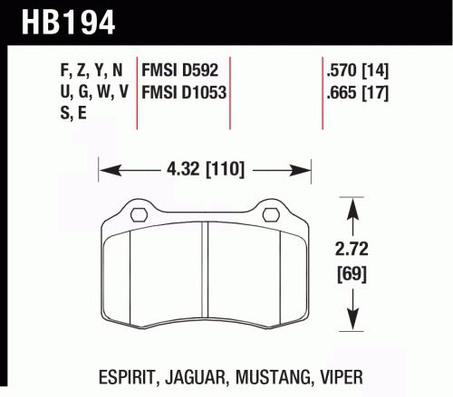 Hawk performance hps hb194f.570 viper srt-8 cts-v camaro tesla brake pads