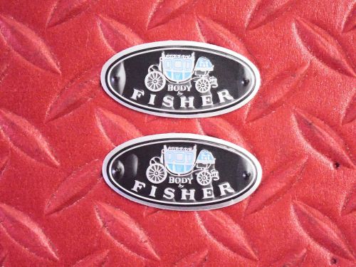 Fisher body logo emblem set of 2 stick on w/ adhesive backing for gm sill plates