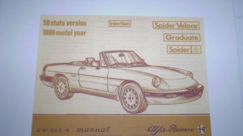 Alfa romeo spider owner&#039;s manual - 1986 -  pdf version