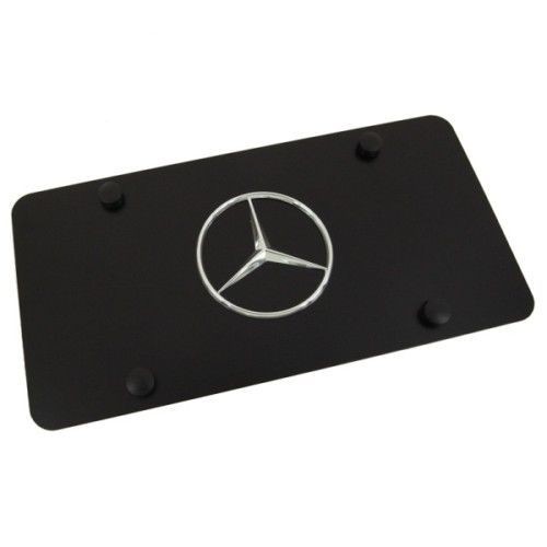 Mercedes benz chrome star logo black license plate