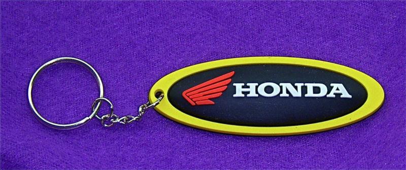 Honda key ring  oval -yellow -  white - black - red wing