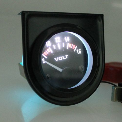 Universal car 8-16v voltmeter pointer truck volt meters gauge white led light