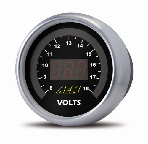 Aem 30-4400 52mm universal digital voltmeter 8v-18v voltage gauge black/white