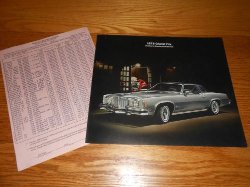 1975 pontiac grand prix sales brochure / catalog + retail price list