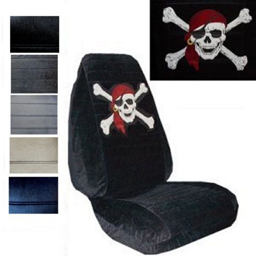 Velour seat covers car truck suv pirate cross bones high back pp #y