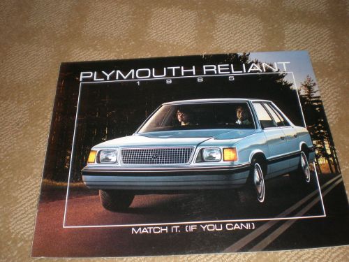 1985 plymouth reliant original car sales brochure - form no. 81-005-5008