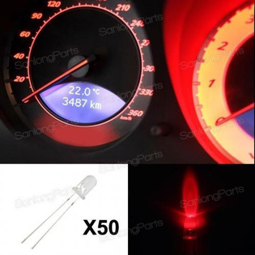 50x 5mm red mini wiring lamps bi-pin diode led instrument cluster lights