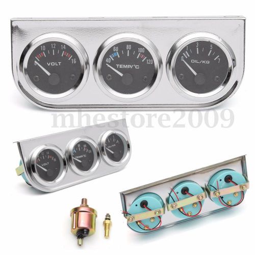 2&#039;&#039; 52mm chrome voltmeter water temp oil pressure electrical triple gauge meter