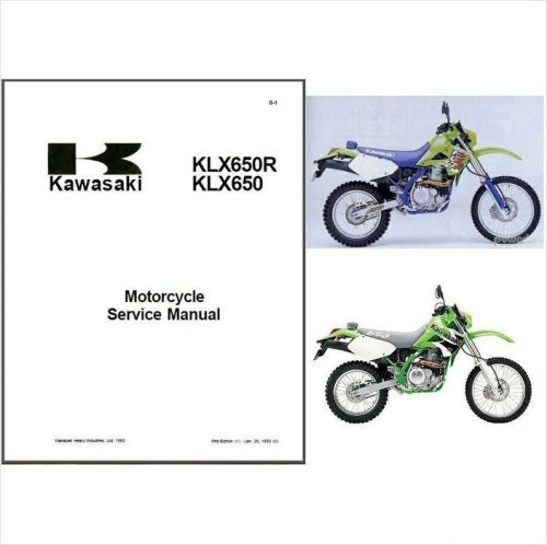 93-96 kawasaki klx650 klx650r service repair manual cd  ....-  klx 650 r 650r