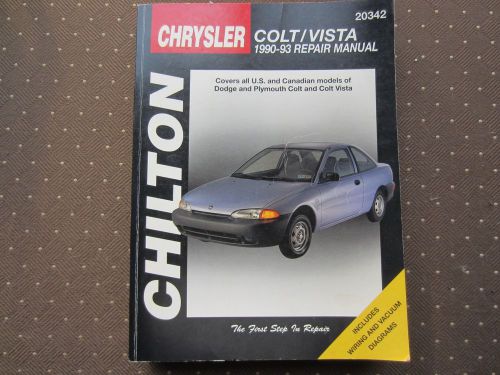 Chrystler colt/vista repair manual 1990-1993 includes wiring &amp; vacuum diagrams
