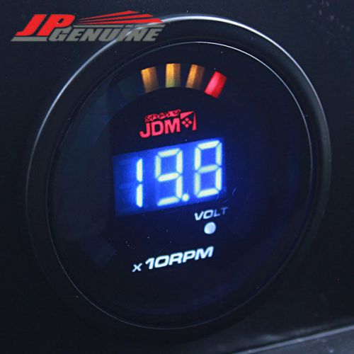 Jdm 2&#034; 52mm rpm tachometer blue digital led smoke tint gauge - universal 3