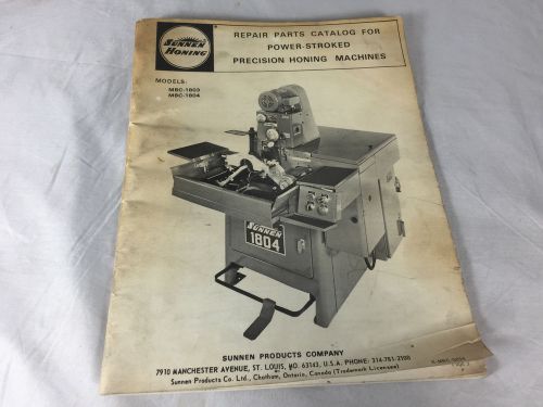 Vintage sunnen mbc-1803 mbc-1804, honing repair parts catalog