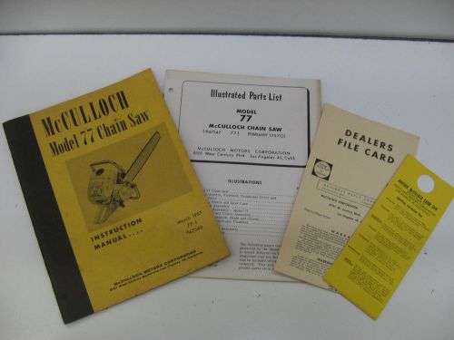 Mcculloch manuel,parts book,model 77,instruction,list,chain saw,go kart,1957