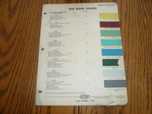 1955 buick dupont duco delux color chip paint sample - vintage