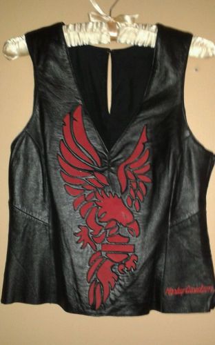 Harley davidson women&#039;s leather tank top vest santa cruz size xs small
