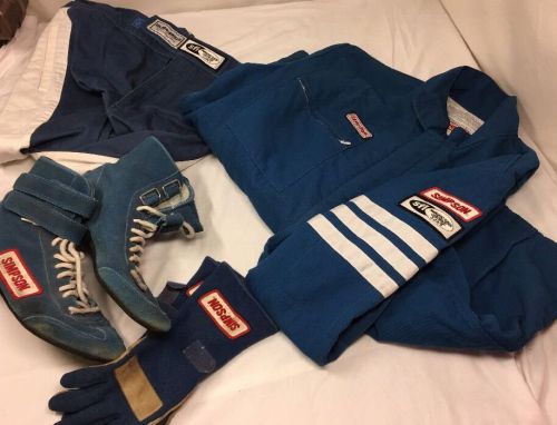 Vintage simpson race fire suit, xl jacket, l pants + gloves, + shoes size 10