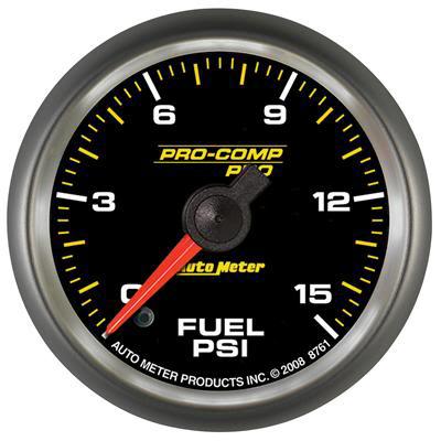 Auto meter pro comp analog fuel pressure gauge 8761 0-15 psi 2 1/16