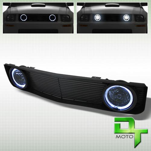 05-09 mustang v6 sport front grille grill+smoked halo fog lights lamps w/switch