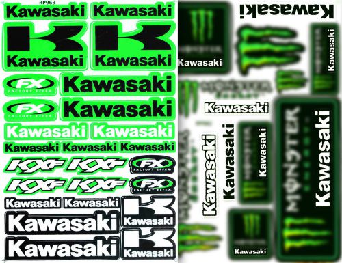 2 sheet kawasaki racing team kxf dirt bike super cross sticker die-cut vinyl