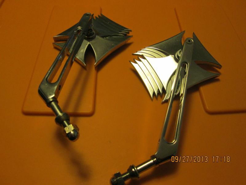 Chrome iron maltese cross mirrors for harley-davidson used vgc
