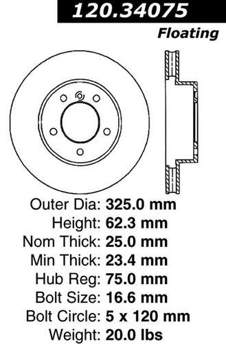 Centric 120.34075 front brake rotor/disc-preferred premium rotor